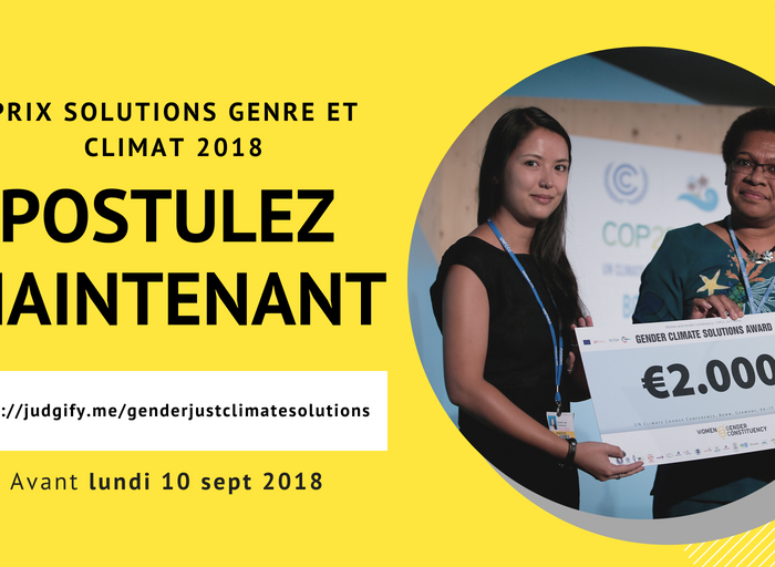 Dossier de presse – Cérémonie de remise du Prix “Solutions Genre et Climat” 2018