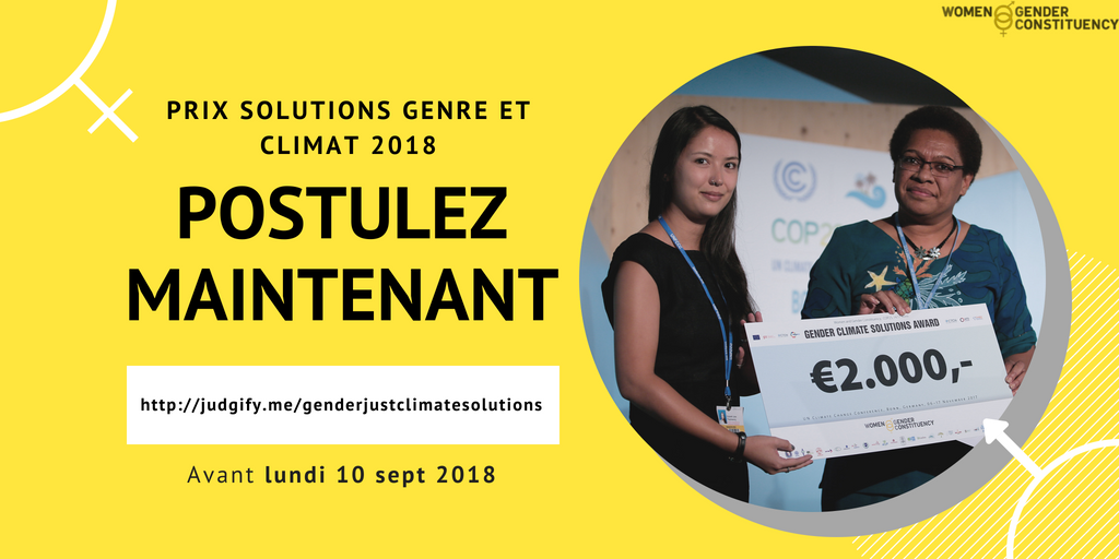 Dossier de presse – Cérémonie de remise du Prix « Solutions Genre et Climat » 2018