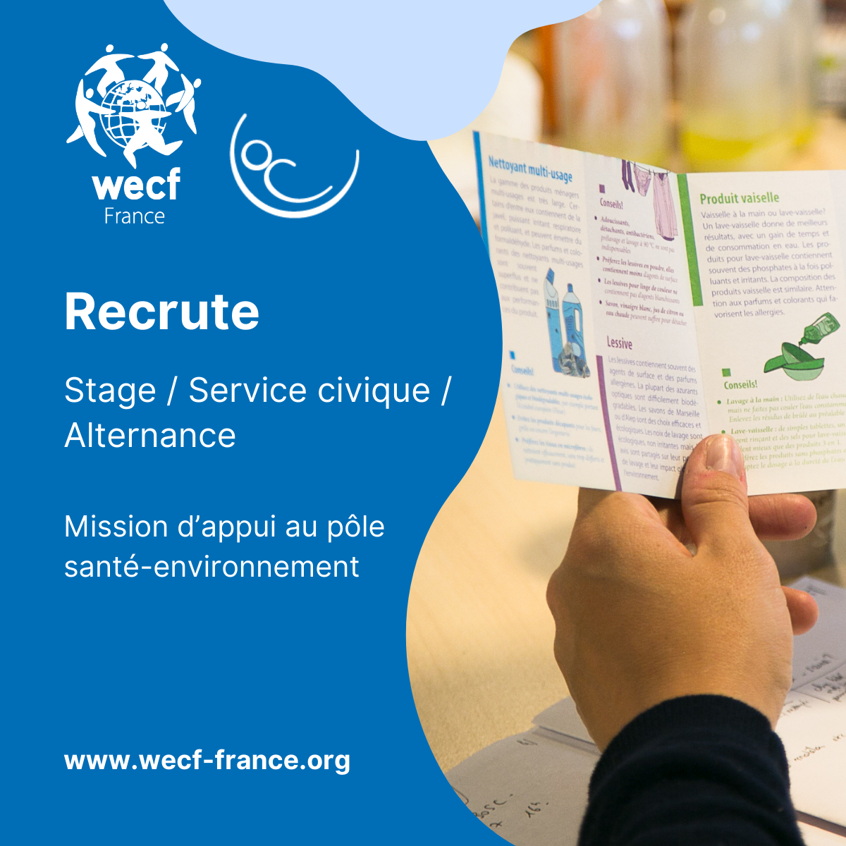 Wecf France recrute : Stage / Service civique / Alternance