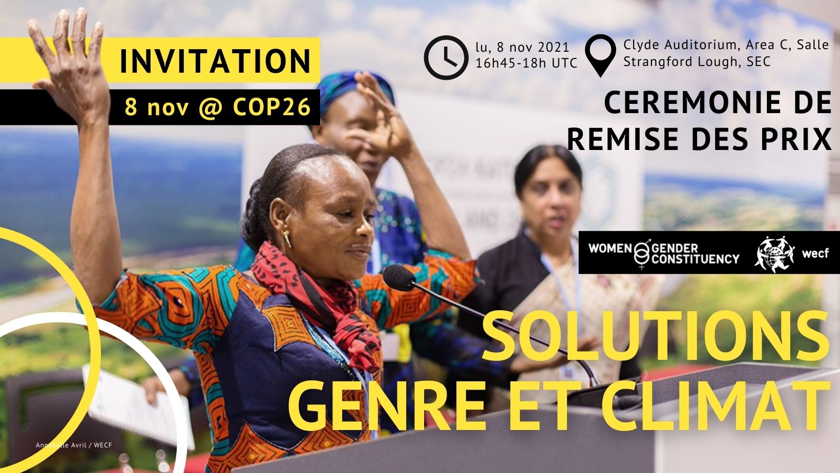 Remise du Prix Solutions Genre et Climat 2021 à la COP26 à Glasgow le 8/11
